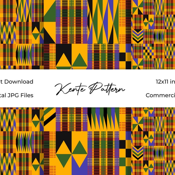 Kente Digital Paper Pack | African Background | Kwanzaa Pattern | Instant Download | Seamless
