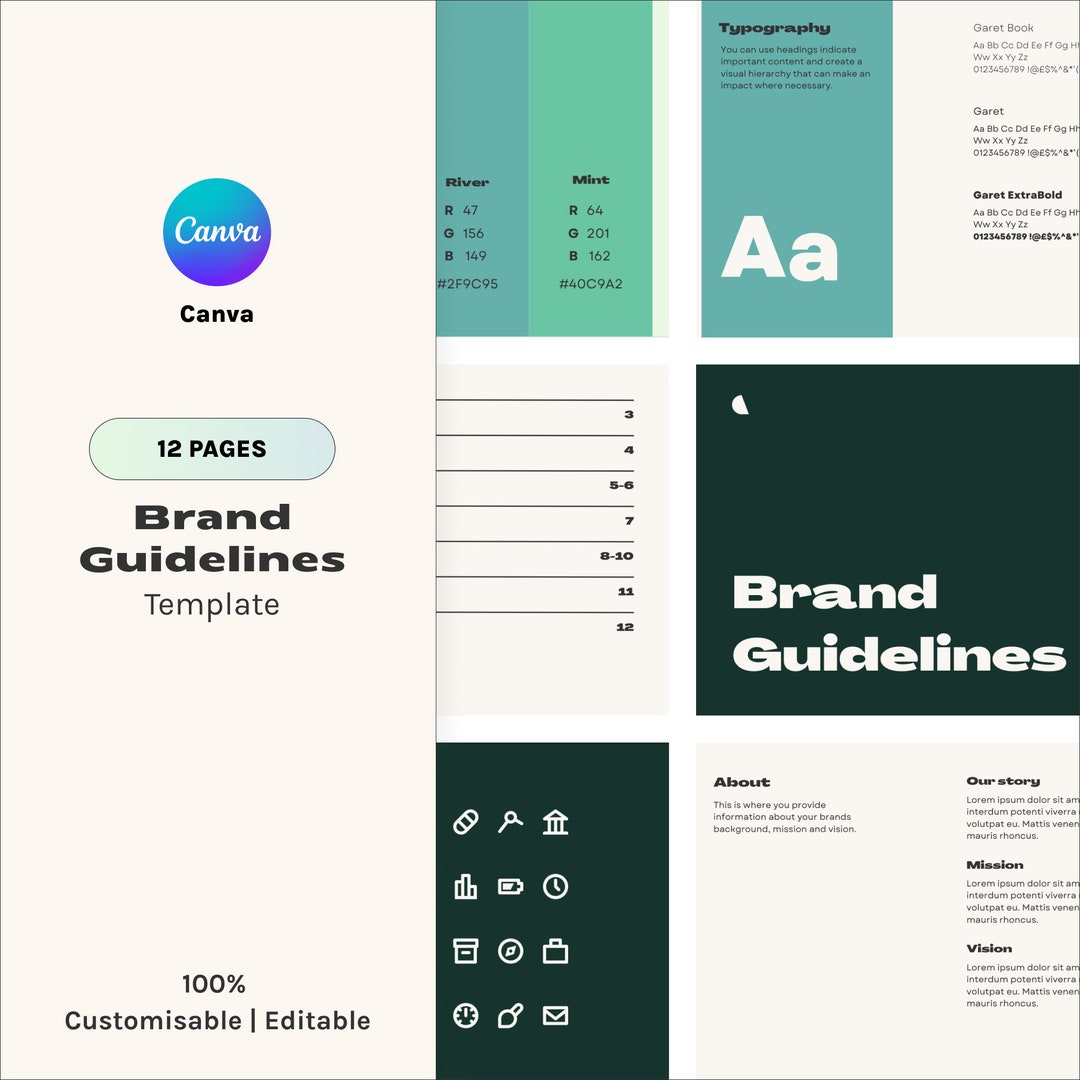 Canva Brand Guidelines Template Customisable Canva Template 12 page Canva Brand Guidelines Template Customisable Canva Template 12 page