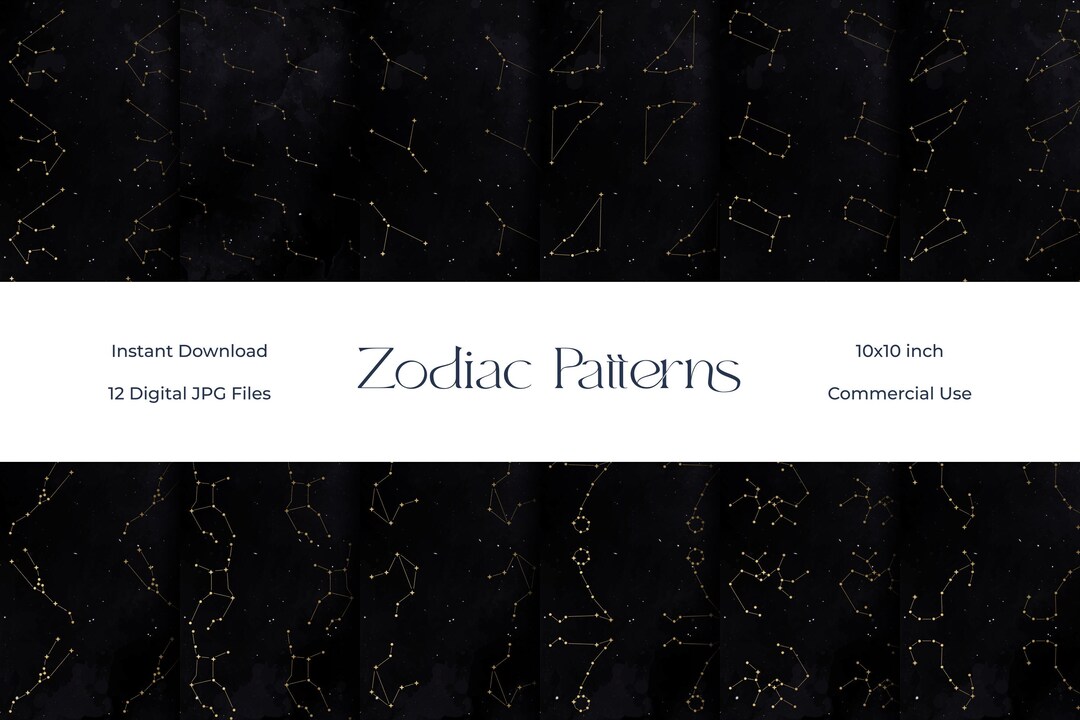 Zodiac Constellation Digital Paper Pack | Instant Download - Etsy