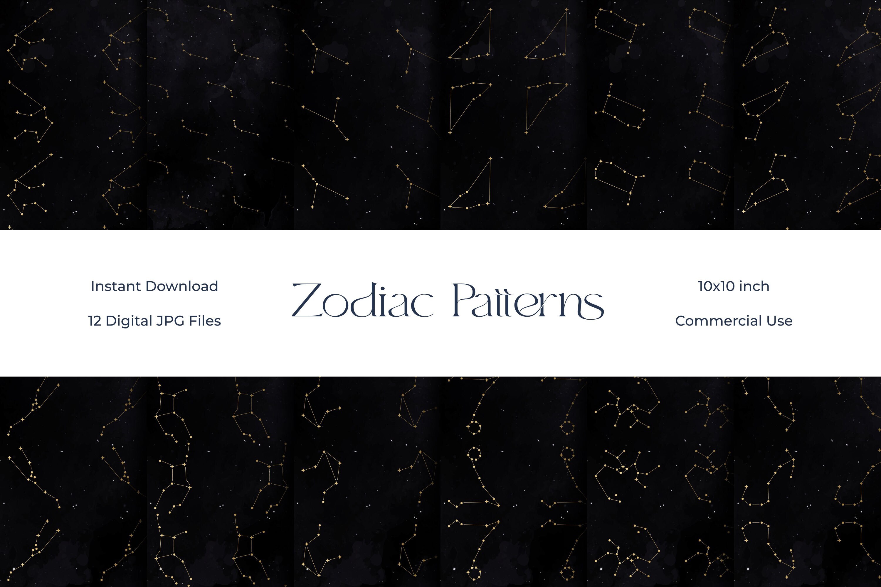 Zodiac Constellation Digital Paper Pack | Instant Download - Etsy