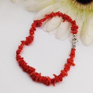 Cupolini bracelet real natural red coral from the Mediterranean 925 rhodium-plated silver clasp handmade artisan jewel