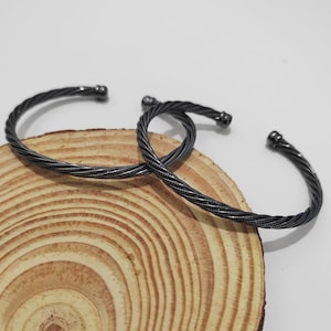 Adjustable rigid men&#39;s bracelet 925 silver black braided mouse tail links Made in Italy snake mouse tail black silver Men Bangle