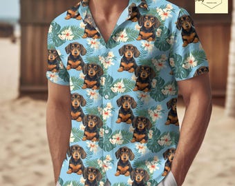 Dachshund Hawaiian Shirt, Dachshund Button up, Dachshund Button shirt,  Dachshund Aloha Shirt Tee, Dachshund Gifts for Men, Gifts for W