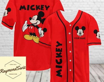 Custom Mickey Jersey, Mickey Mouse Baseball Jersey Team Oufit, Disney Jersey Shirt, 3D Disney Jersey, Mickey Cartoon Shirt, Cartoon Movie