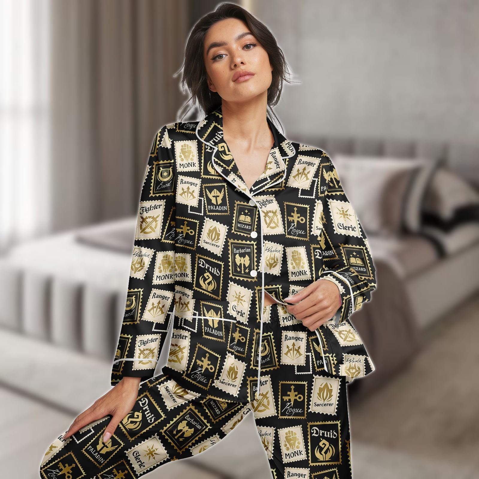 Discover Fantasy Class PJs Set, RPG Role Pajamas Set, DnD Long Pajama Set, Fantasy Pajamas, Gift For Gamer