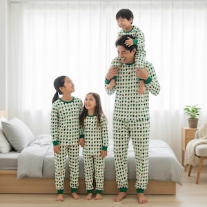 Pijamas familiares con diseño de árbol de Navidad, pijamas largos navideños de manga larga, conjunto de pijamas navideño, pijama familiar de regalo