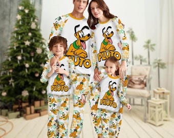 Kerst Pluto hondenfamilie pyjama set, Disney hondenfamilie bijpassende pyjama, Xmas Party Gift, Magic Kingdom shirt, vakantiepyjama