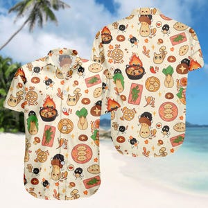 Studio Ghibli Hawaiian Shirt, Anime Button Shirt, Spirited Away Men Shorts, Howl Moving Beach Wear, Anime Cosplay Outfit