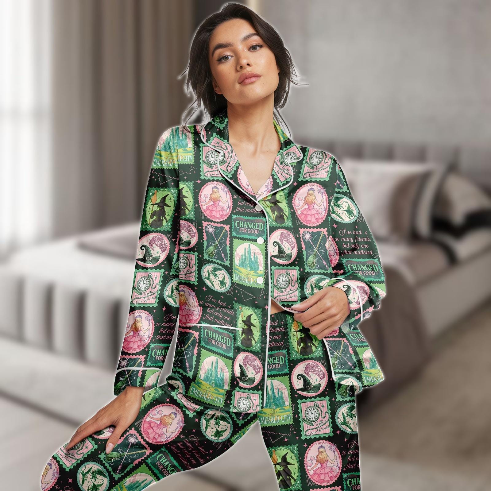 Discover Witch PJs Set, Emerald City Pajamas, Women Pajamas, Women Pyjama, Gift For Her