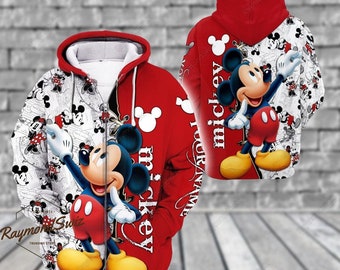 Mickey Mouse hoodie, aangepaste hoodie, Mickey Mouse hoodie met rits, Disney hoodie uniseks, 3D-geprinte cartoon hoodie, Mickey Mouse kostuum hoodie