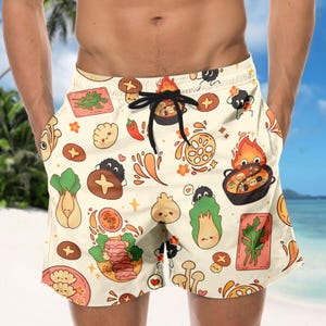 Studio Ghibli Hawaiian Shirt, Anime Button Shirt, Spirited Away Men Shorts, Howl Moving Beach Wear, Anime Cosplay Outfit