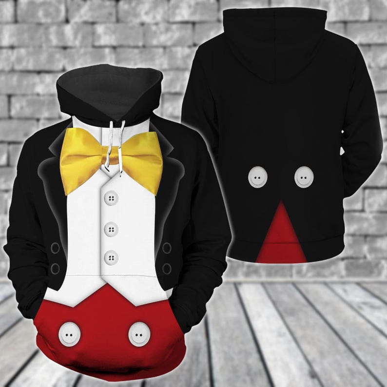 Mickey Mouse Tuxedo Costume Hoodie, Disney Mouse Cosplay, Magic Kingdom
