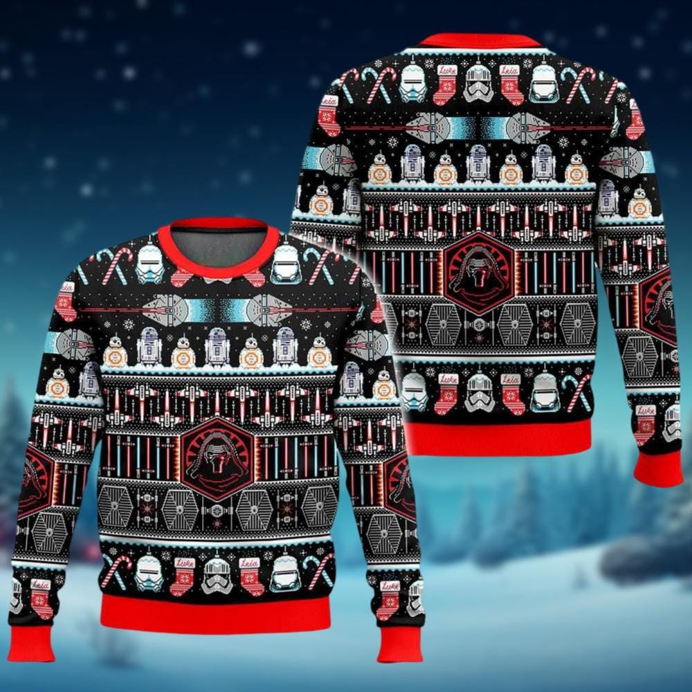 Discover Star Wars Ugly Sweater, BB-8 R2D2 Darth Vader Stormtrooper Holiday Sweater, Disney Xmas Sweater, Star Wars Family Trip, Winter Shirt