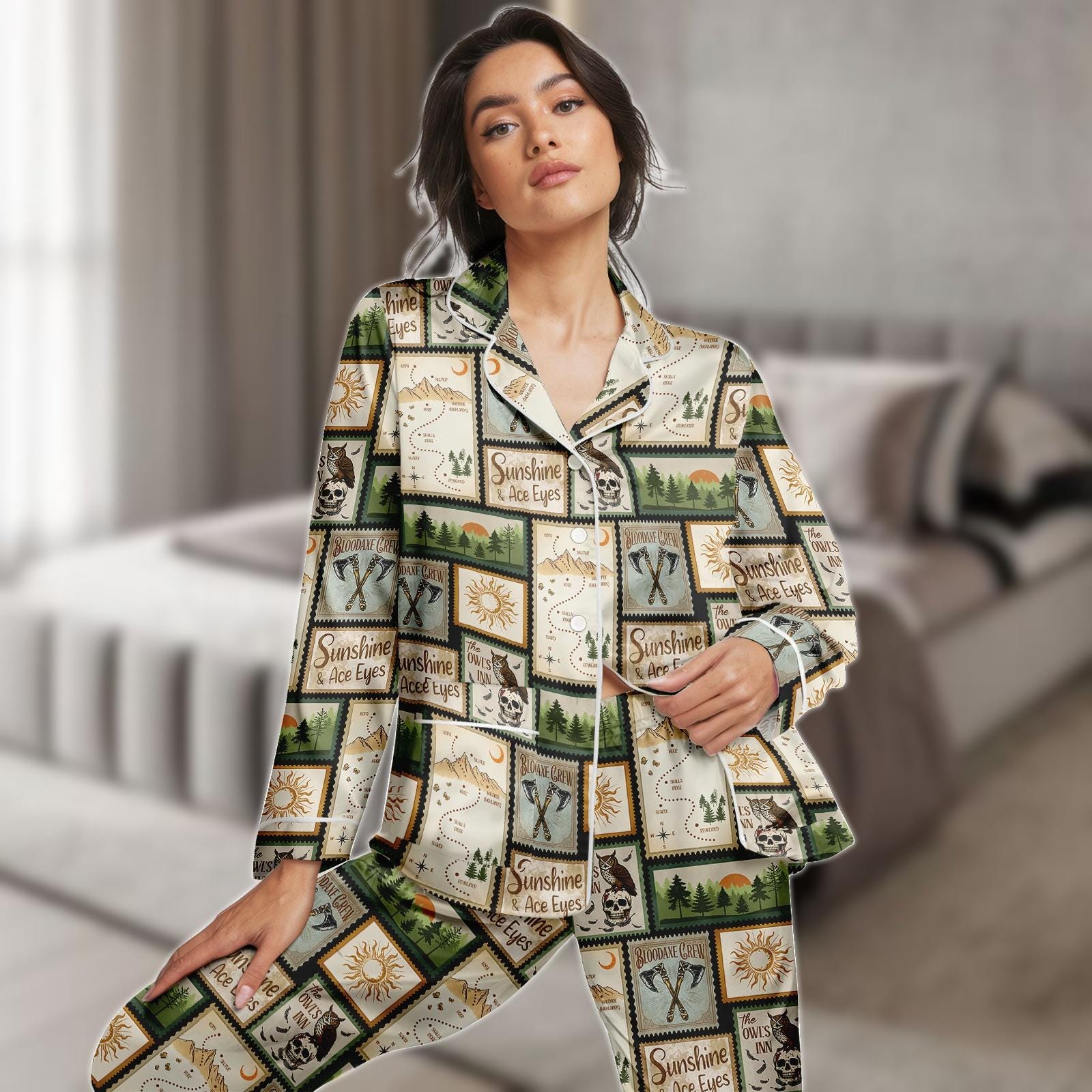 Discover Forest Adventure PJs Set, Sunshine Pajamas Set, Nature Long Pajama Set, Women Pajamas, Gift For Her