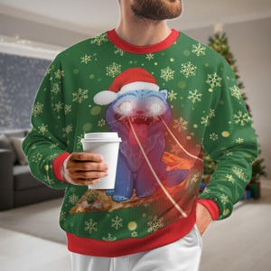 Christmas Demon Laser Tiger Ugly Sweater, Demon Blue Tiger Xmas Sweater, Demon Hunter Sweatshirt, Huntrlx Christmas Sweater, Xmas Gift