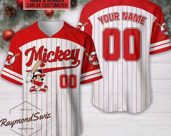 Camiseta de Mickey de Disney para Halloween, camiseta de béisbol personalizada, camiseta de béisbol de Disney Mouse, regalo para él, camiseta con impresión 3D