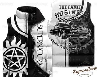 Supernatural ärmellose Jacke, Supernatural ärmellose Daunenjacke, Winchester Brothers Jacke, Film ärmellose Jacke