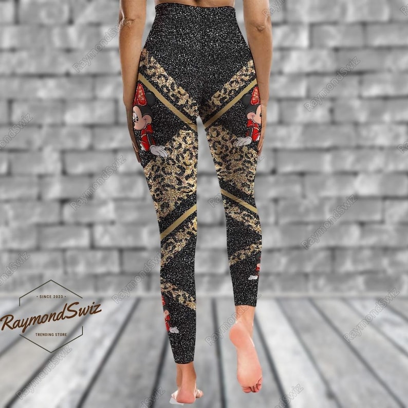 Custom Minnie Hoodie, Minnie Mouse Leggings, Disney Minnie Hoodie, Minnie Workout Leggings, Yoga Pants Women, Minnie Lover Gift