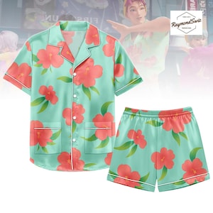 Kpop Demon Hunters Satin Pajamas Set, Abby Short Pyjama, Demon Hunter Matching Set, Women PJs Set