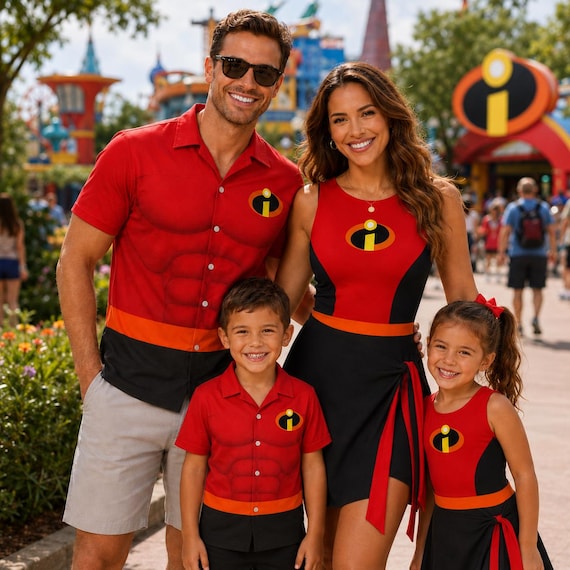 Incredibles Family Cosplay Outfit, Hero Dad And Son Shirt, Superhero Family Vacation Dress, Theme Park Matching Outfit, Halloween Gift