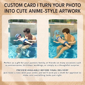 Personalized Father’s Day Pokemon Card, Custom Dad And Kids Photo Card, Family Keepsake Gift, Pokemon Family Keepsake Card, Dad Gift zdjęcie 9