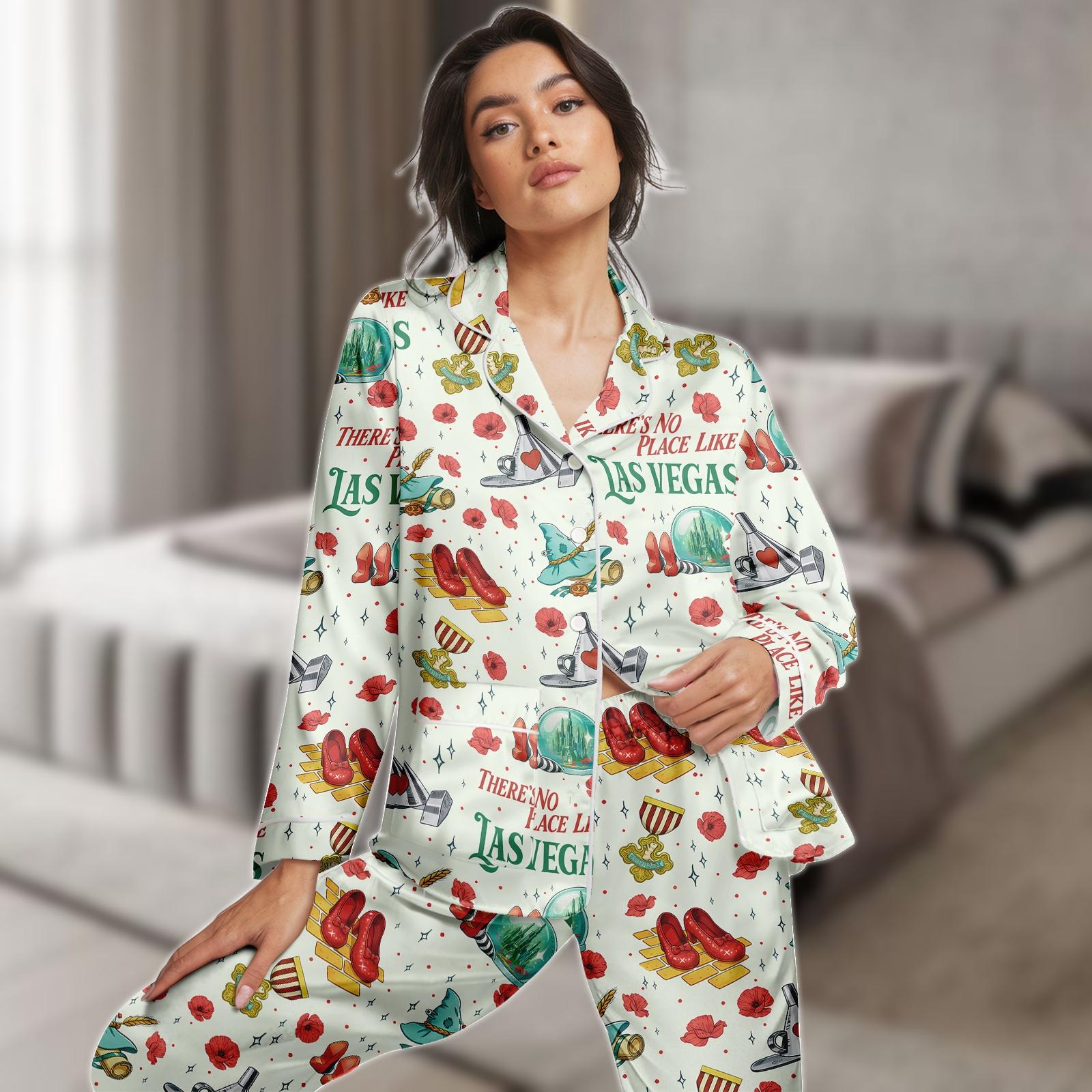 Discover Las Vegas PJs Set, Magic City Pajamas Set, Shoes Pajamas, Women Pyjama, Gift For Her