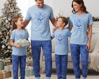 Pijama de Natal com camiseta e calça de desenho animado, conjunto de pijama de Natal do Chase, pijama para a família, roupa de dormir natalina para a família, presente de Natal para crianças.