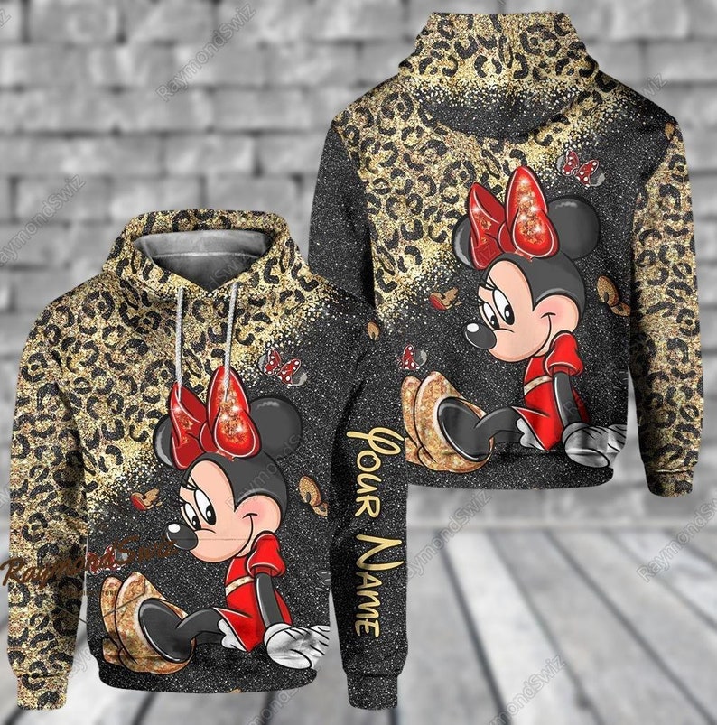 Custom Minnie Hoodie, Minnie Mouse Leggings, Disney Minnie Hoodie, Minnie Workout Leggings, Yoga Pants Women, Minnie Lover Gift