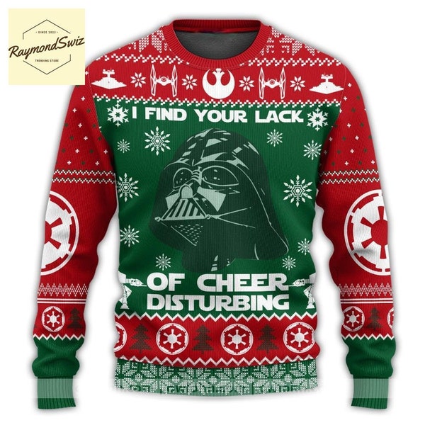 Suéter feo de Star Wars, suéter de Darth Vader, suéter de la falta, suéter de Navidad de Star Wars, suéter de los hombres