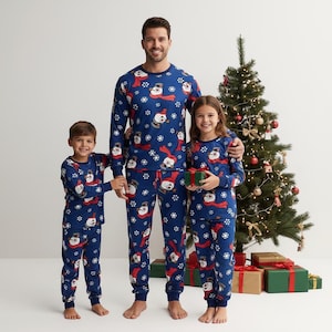 Pijamas familiares de muñeco de nieve, pijamas largas tie-dye, pijamas de invierno de manga larga, conjunto de pijamas a juego, pijamas familiares, regalo de Navidad