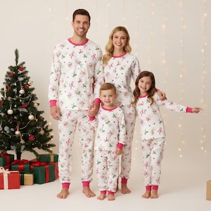 Champagne Family Pajamas, Christmas Long Pajamas, Holiday Long Sleeve PJs, Matching Pajamas Set, Family Sleepwear Gift