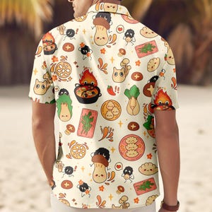 Studio Ghibli Hawaiian Shirt, Anime Button Shirt, Spirited Away Men Shorts, Howl Moving Beach Wear, Anime Cosplay Outfit