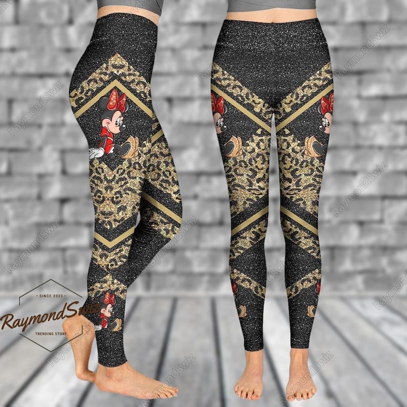 Custom Minnie Hoodie, Minnie Mouse Leggings, Disney Minnie Hoodie, Minnie Workout Leggings, Yoga Pants Women, Minnie Lover Gift