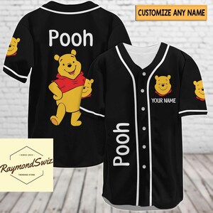 Halloween Custom Pooh Bear Jersey Shirt, Winnie The Pooh Baseball Shirt, Pooh Baseball Jersey, Disney Characters 3D Printed Shirt