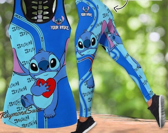 Halloween Stitch Tank Top/Leggings, Personalized Name Tanktop, Disney Stitch Leggings, Workout Tops, Leggings For Girls, Birthday Gift