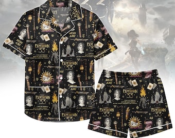 Fantasy Story Satin Pyjamas Set, kurze Pyjama Set, Mon Ami Pyjama Set, Frauen Pyjama, Geschenk für Sie