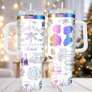 Outlander 40oz Tumbler, Graverat Rostfritt Stål Tumbler Med Handtag, Mysig Kaffekopp Present Till Henne, Juldryck För Resor, Julklapp
