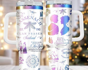 Outlander 40oz Tumbler, Engraved Stainless Tumbler With Handle, Cozy Coffee Cup Gift For Her, Holiday Drinkware For Travel, Christmas G