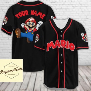 Halloween Super Mario Jersey Shirt, Benutzerdefinierte Mario Baseball Jersey, Super Mario Bros Shirt, Mario Spiel Baseballshirt, Shirt für Männer