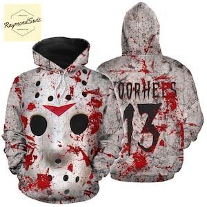 Jason Voorhees Hoodie, Voorhees Zip Hoodie, Horror Characters Sweatshirt, Friday The 13th Hoodie, Scary Movie Hoodie Men