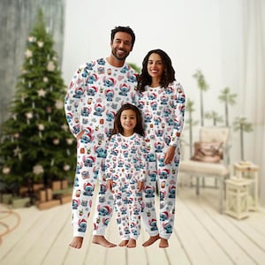 Weihnachten Stitch Familie Pyjamas Set, Lilo und Stitch Urlaub Pyjamas, Weihnachtsmütze Stitch Pj Set, Merry Stitchmas Pjs, Disney Matching Pjs