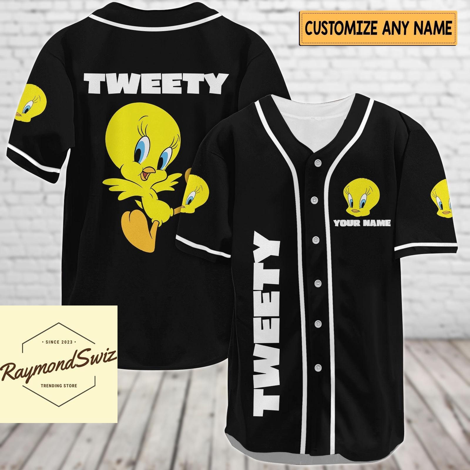 Discover Kundenspezifisches Tweety Cartoon Süß Gelb Baseball Jersey Trikot