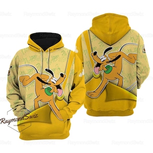 Halloween Pluto-hondhoodie, Pluto-ritshoodie, cartoonfilmhoodie, Disney-hondhoodie, filmpersonage 3D-hoodie met all-overprint