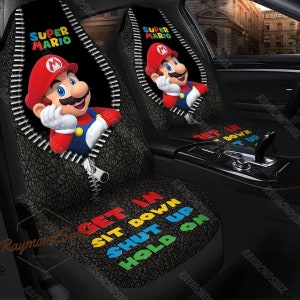 ハロウィン スーパーマリオ カーシートカバー、乗って座って黙ってつかまってシートカバー、マリオ カーシートプロテクター、マリオ カーデコレーション、お父さんへのプレゼント