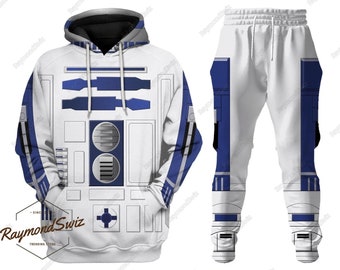 Sweat à capuche robot R2-D2, sweat à capuche robot R2D2, sweat à capuche costume Star Wars, pantalon de jogging streetwear R2d2, sweat à capuche costume R2d2, cadeau papa, pantalon de jogging d'entraînement