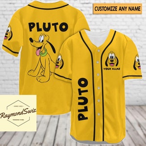 Halloween Pluto Hund Jersey, Disney Hund Jersey Männer, Pluto Baseball Jersey Outfit, Shirt für Männer, Benutzerdefinierter Name Shirt, 3D Gedruckt Jersey