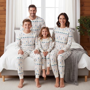 Christmas Family Pajamas, Holiday Long Pajamas, Snowman Long Sleeve PJs, Xmas Pajamas Set, Family Sleepwear Gift