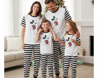 Pigiama Disney con maglietta e pantaloni, set pigiama natalizio di Topolino, pigiama per la famiglia con personaggi, pigiama per la famiglia, regalo per fan Disney