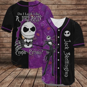 Camisa de jersey Jack Skellington de Halloween, Jersey de béisbol Jack Skellington, Camisa de béisbol de Halloween, Jack y Sally, Pesadilla antes de Jersey