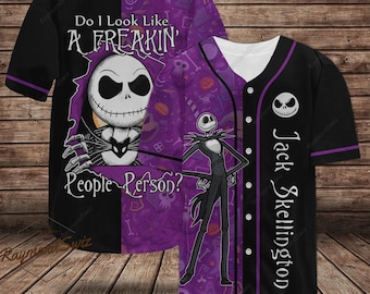 Halloween Jack Skellington Jersey Shirt, Jack Skellington Baseball Jersey, Halloween Baseball Shirt, Jack And Sally, Nightmare Before Jersey